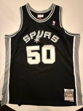 Mitchell & Ness Spurs Black & Gray #50 Hardwood Classics Jersey